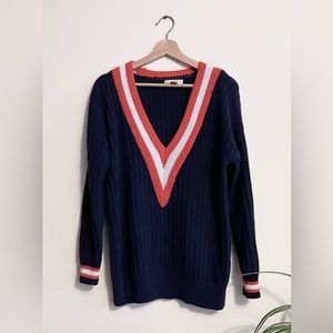 Kenar Men Knit Deep V Sweater Size M Cotton Black Orange White Rarely Worn